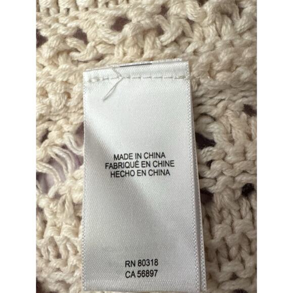 Lucky Brand Open Knit Crochet Cardigan Sweater women's Medium Cream Size XL - Picture 5 of 7